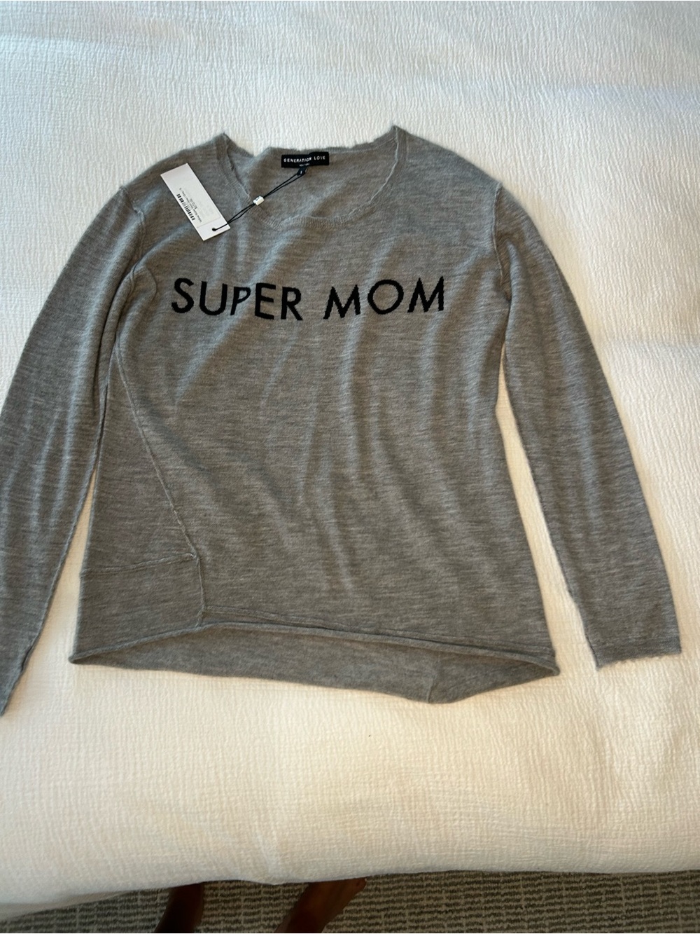 Generation Love Gray 'SUPER MOM' Crew Neck Sweater